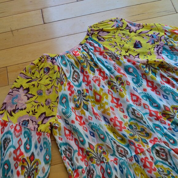 Anthropologie Maureen Paisley Tunic Dress Babydoll Chiffon Flowy Top Size M/P - Picture 12 of 14